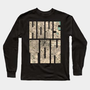 Houston City Map of Texas, USA - Vintage Long Sleeve T-Shirt